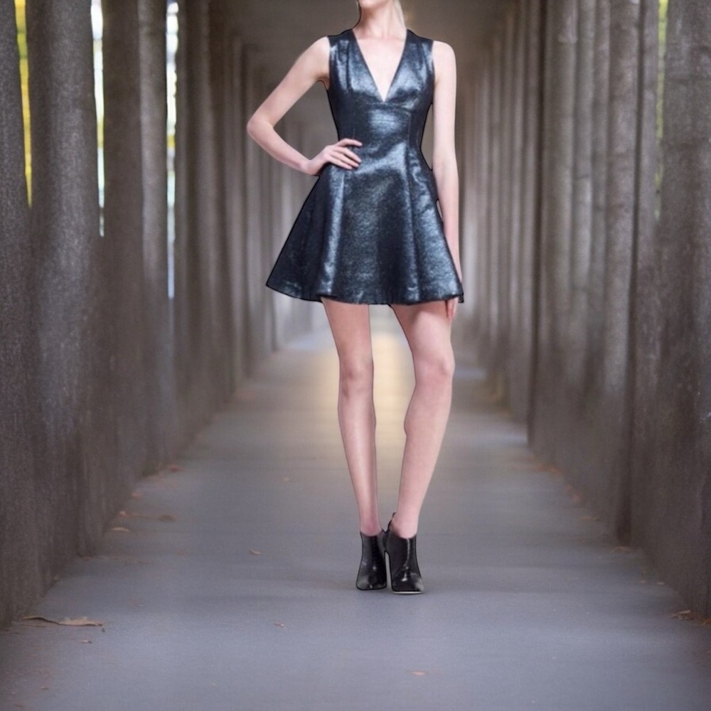 Opening Ceremony Metallic Blue Hope Flare Dress 2